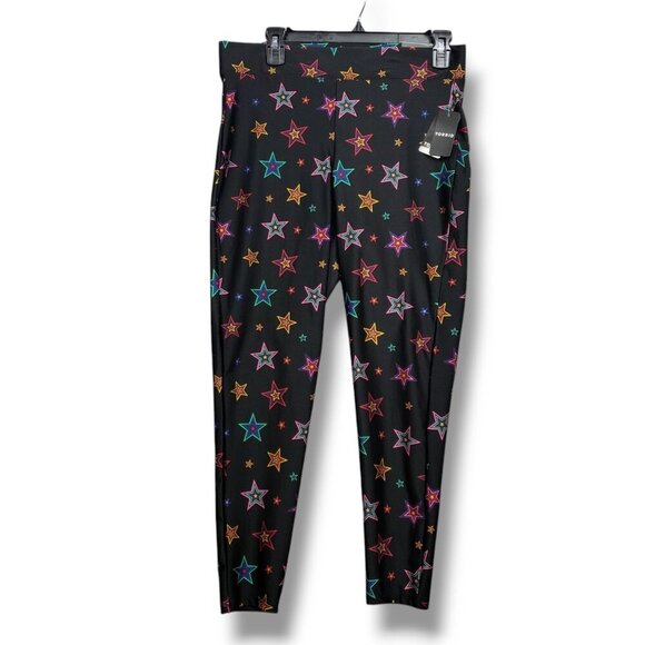 Torrid Full Length Signature Waist Liquid Legging Womens 1X Black Multi Star - Picture 1 of 10